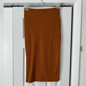 Brown/Apricot Ribbed Bodycon Knee-Length Pencil Skirt Size Small